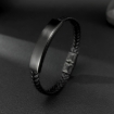 Picture of  Retro Black Stainless Steel Braided Leather Bracelet