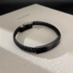 Picture of  Retro Black Stainless Steel Braided Leather Bracelet