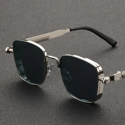 Picture of New Retro Square Frame Steampunk Metal Sunglasses