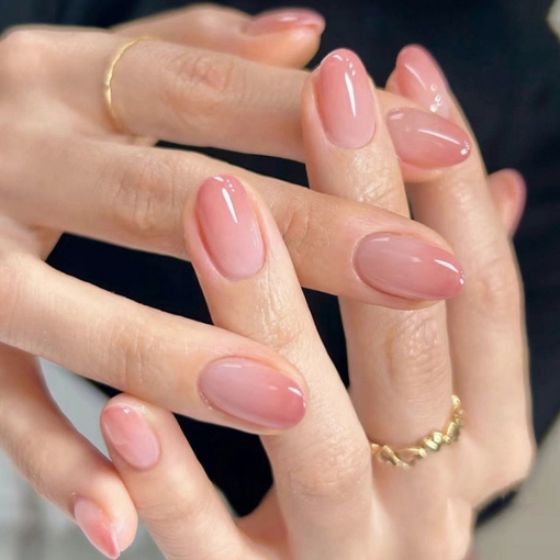 Picture of Gradient Pink French Ice Transparent Press-On Nails – Pure Desire Collection
